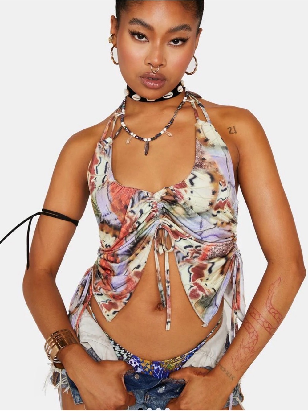 JADED LONDON Allele Butterfly print Halterneck Top size medium - Picture 1 of 8